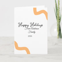 Happy holidays black orange name date year spiral 