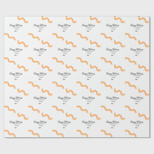 Happy holidays black orange name date year spiral wrapping paper
