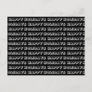 "Happy Holidays" black white Postcard
