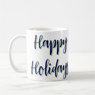 Happy holidays blue green Christmas stylish modern Coffee Mug