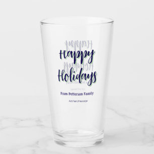 Happy holidays blue green Christmas stylish modern Glass