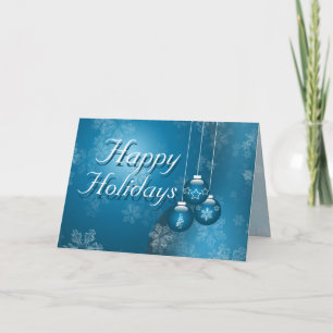 Happy Holidays Blue Holiday Card