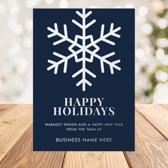 Happy Holidays Blue Snowflake Business Foil Holiday Card (Creator Uploaded)