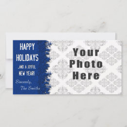 Happy Holidays Blue Snowflake Holiday Card