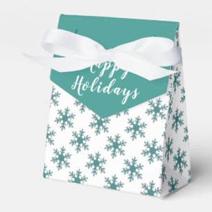 Happy Holidays Blue Snowflake Pattern Favor Box