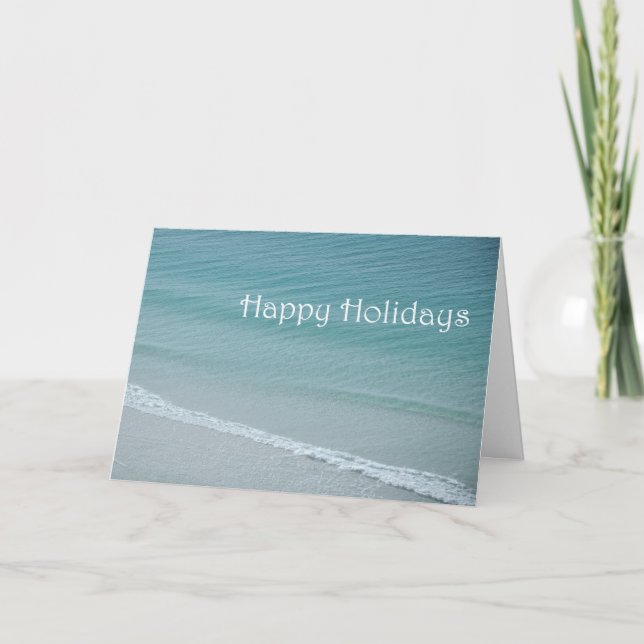 Happy Holidays Blue Water Holiday Card (Front)