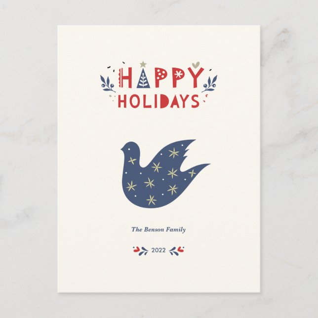 Happy Holidays Bold Typography Postcard (Front)