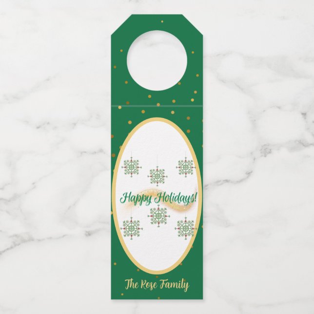 Happy Holidays Bottle Hanger Tags (Front)