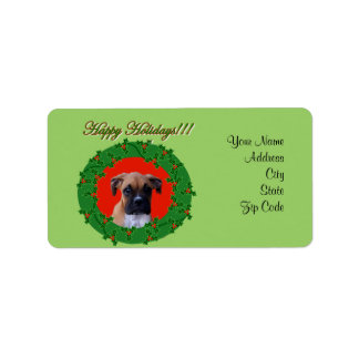 Happy Holidays Boxer Address labels