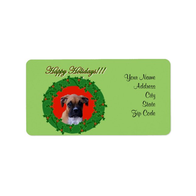 Happy Holidays Boxer Address labels (Front)