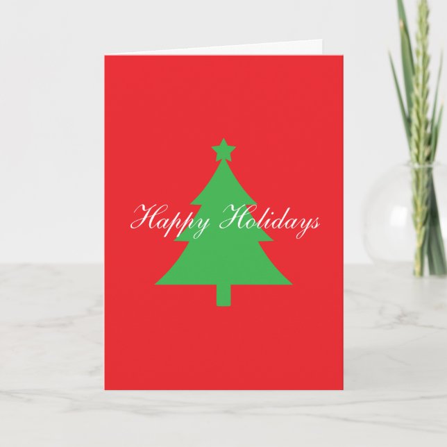 Happy Holidays Bright Red Christmas New Year Card (Front)