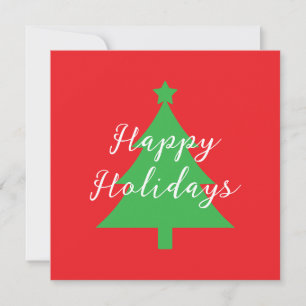 Happy Holidays Bright Red Christmas New Year Card