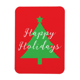 Happy Holidays Bright Red Christmas New Year Magnet