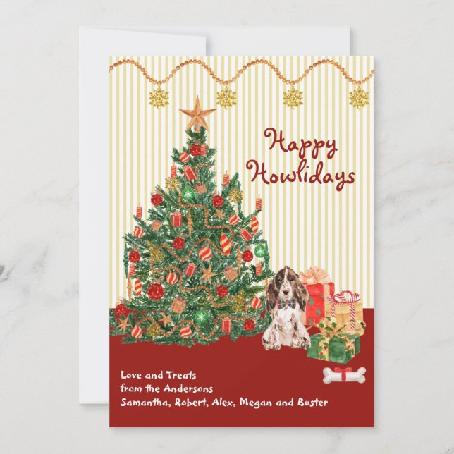 Happy Holidays Brown Cocker Spaniel Tree Presents (Front)