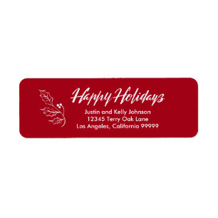 Happy Holidays Brush Calligraphy Return Address