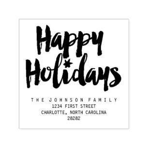Happy Holidays Brush Script Personalize Self-inking Stamp