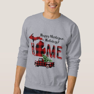 Happy Holidays! Buffalo Plaid Check Michigan Sweatshirt