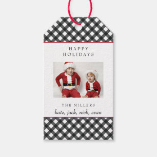 Happy Holidays Buffalo Plaid Labels Gift Tags