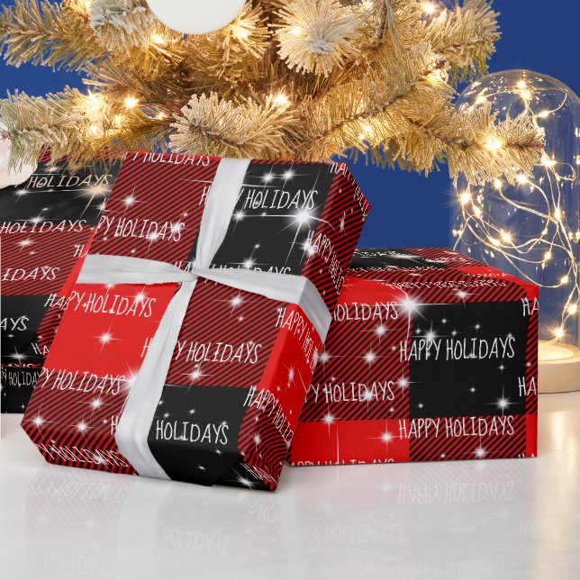 Happy Holidays Buffalo Plaid Wrapping Paper (Holidays)