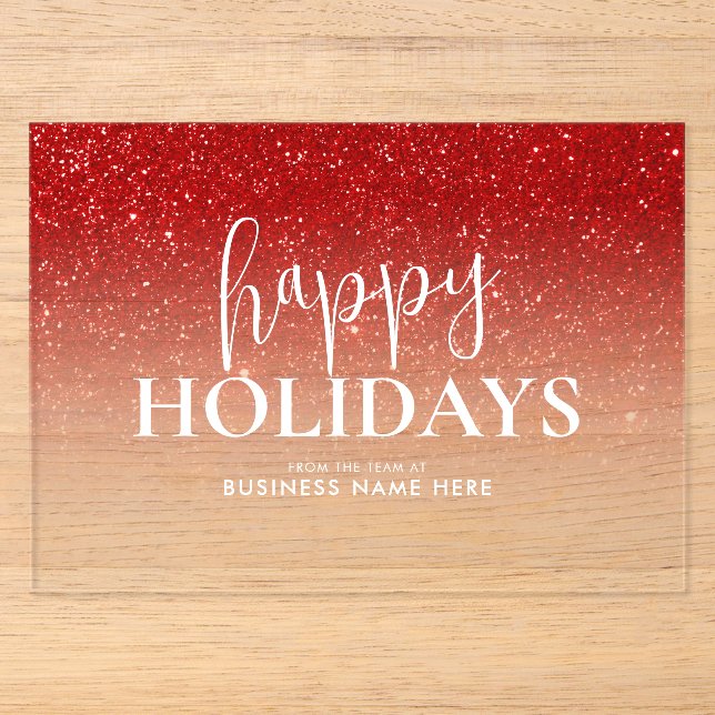 Happy Holidays Business Acrylic Holiday Card Acrylic Invitations (Front)