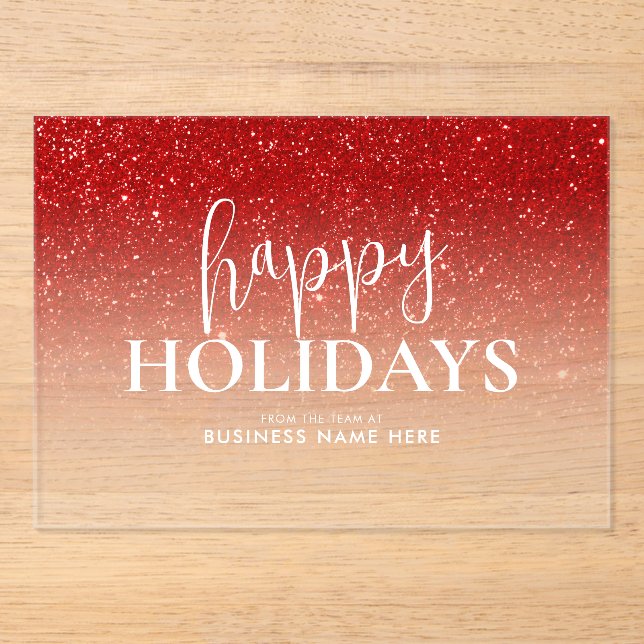 Happy Holidays Business Acrylic Holiday Card Invitations (Front)