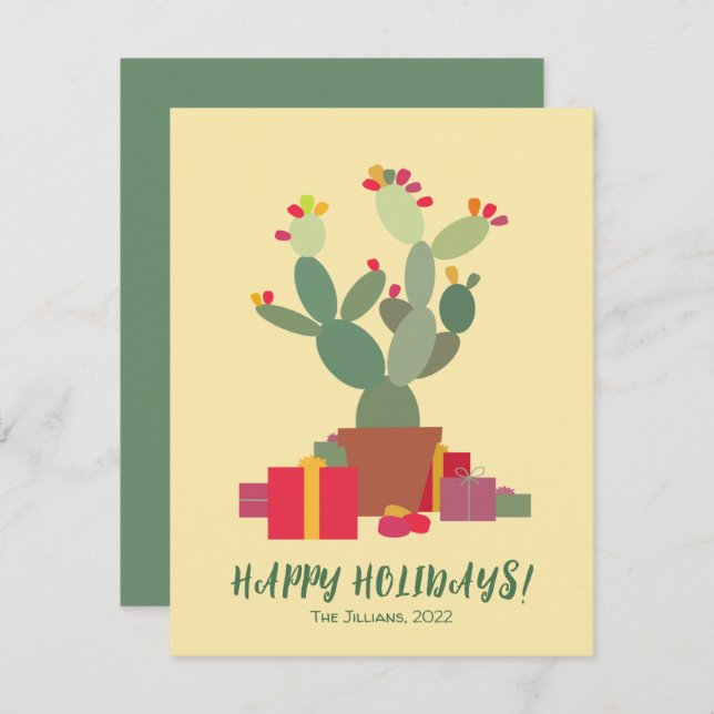 happy holidays cactus christmas holiday card (Front/Back)