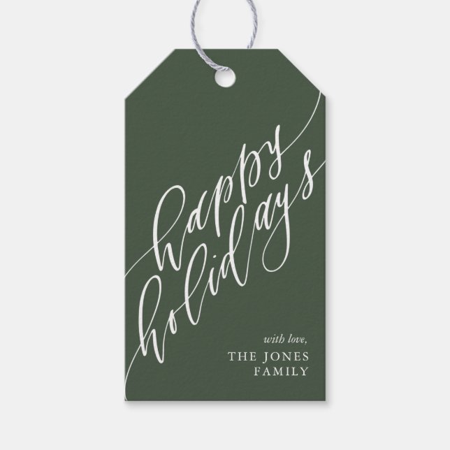 Happy Holidays Calligraphy Gift Tag (Front)