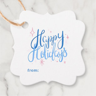 Happy Holidays Calligraphy Holiday Gift Favour Tags