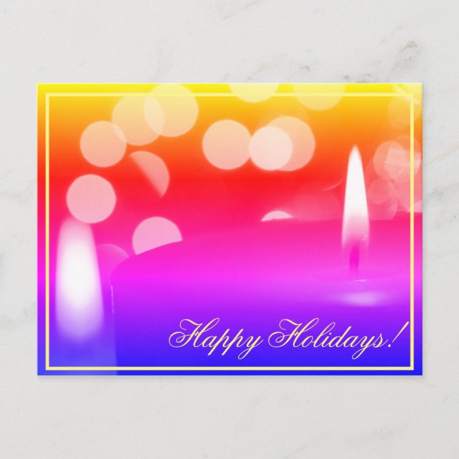 Happy Holidays Candle Lights Postcard (Front)