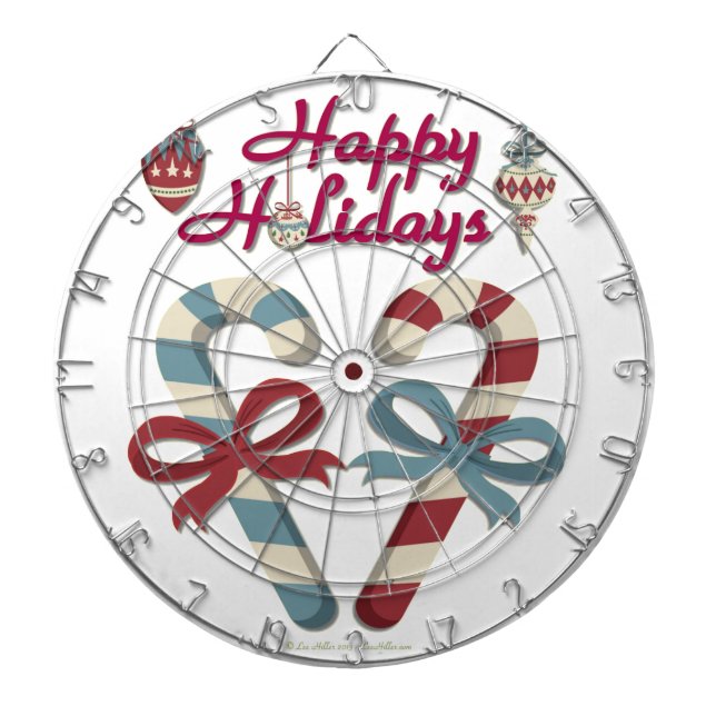 Happy Holidays Candy Cane Heart Dartboard (Front)