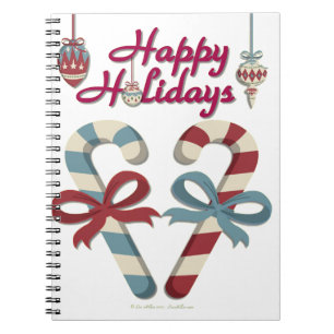Happy Holidays Candy Cane Heart Notebook