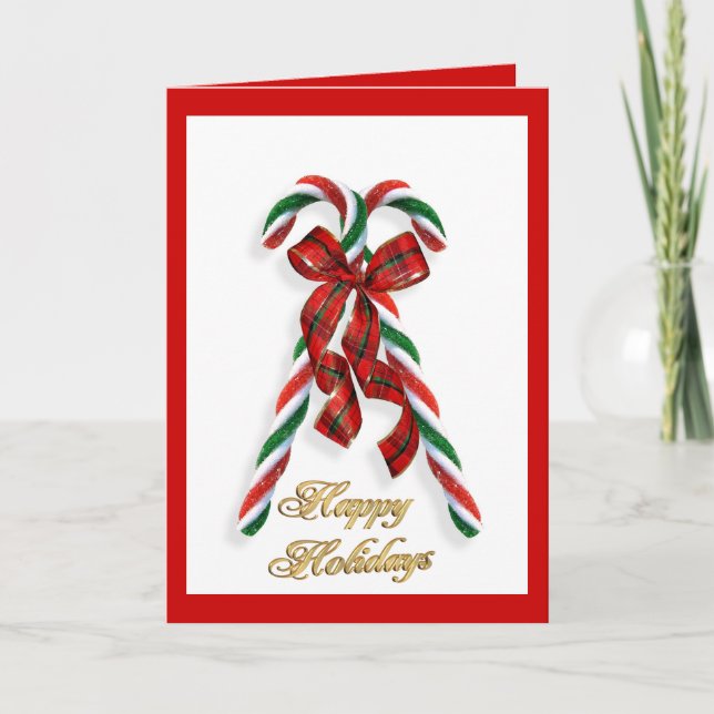 Happy Holidays Candy canes General Holiday Card (Front)