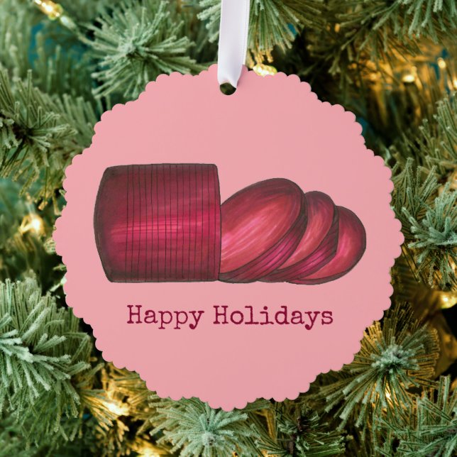 Happy Holidays Canned Cranberry Sauce Thanksgiving Ornament Card (Insitu (Tree))