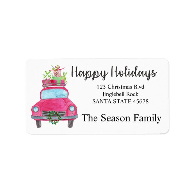 Happy Holidays Car and Christmas gifts Label (Front)