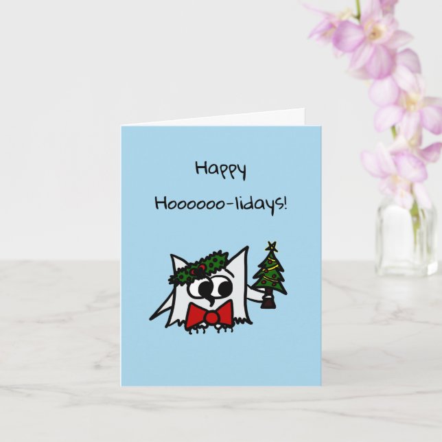 Happy Holidays Card with Christmas Tree and Wreath (Orchid)