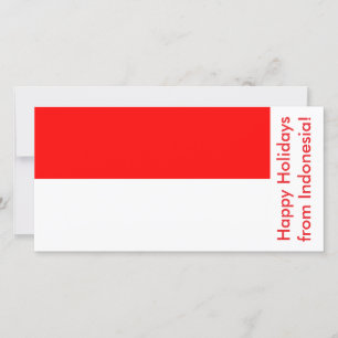 Happy Holidays card with flag of Indonesia