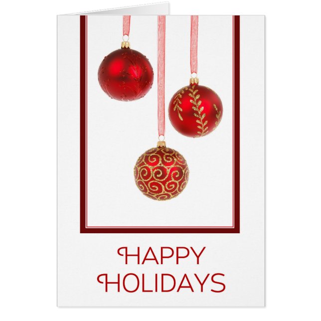 Happy Holidays Card With Ornaments (Front)