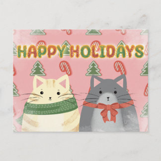 Happy Holidays Cats Postcard