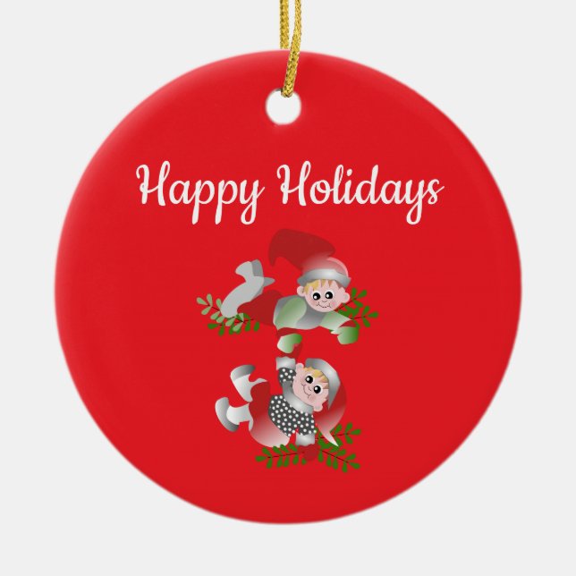 Happy Holidays Ceramic Ornament (Front)