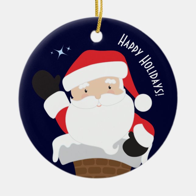 Happy Holidays Ceramic Ornament (Front)