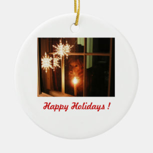Happy Holidays ! Ceramic Ornament