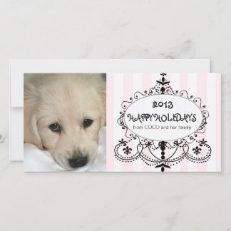 Happy Holidays Chandelier Dog Photo Card