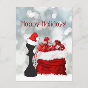 Happy Holidays Chess Winter Santa Claus Holiday Postcard