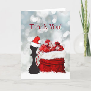 Happy Holidays Chess Winter Santa Claus Thank You Card