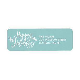 Happy Holidays Chic Hand Lettered Blue Holiday