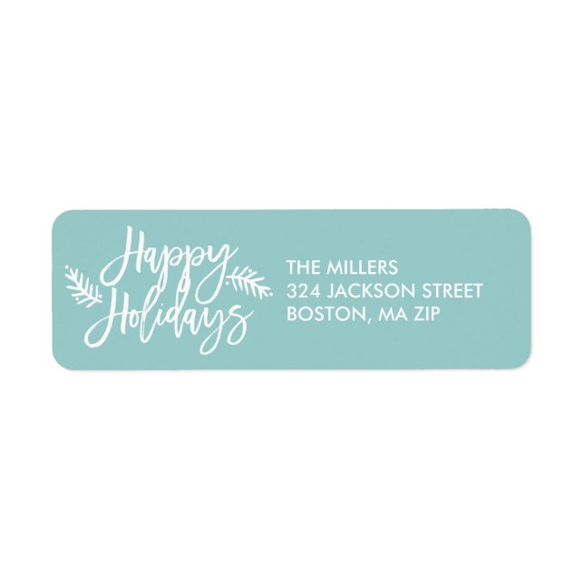 Happy Holidays Chic Hand Lettered Blue Holiday (Front)