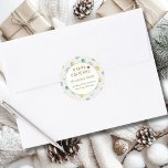 Happy Holidays!  Christmas Address Classic Round Sticker<br><div class="desc">Customer specific "Happy Holidays" Christmas Pattern Sticker. Create your perfect design in minutes with your name & address. Using the "Further Personalize" option and layout to match your style. Perfect for Holiday Greetings: Ideal for Christmas cards, gift packages, or party invitations. Add a festive and personal touch to your holiday...</div>