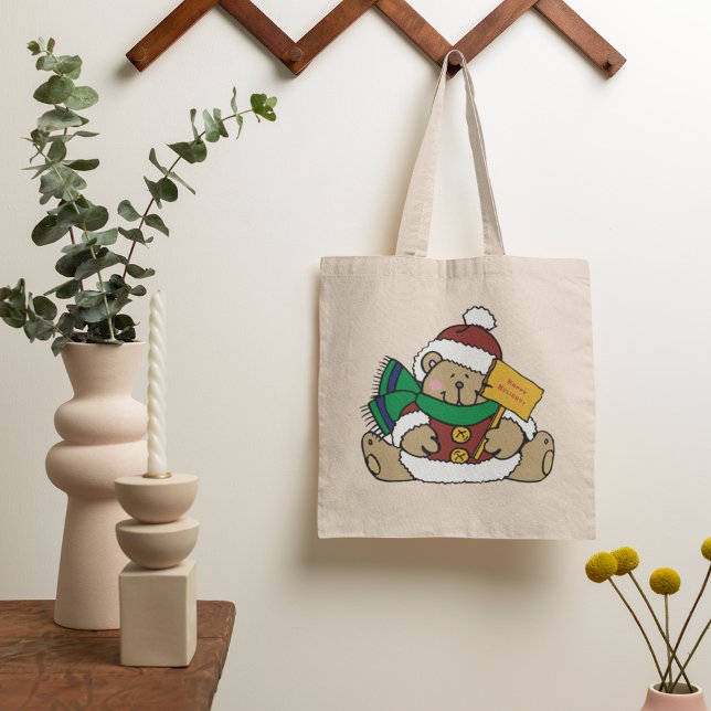 Happy Holidays Christmas Bear Tote Bag (Creator Uploaded)