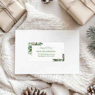 Happy Holidays-Christmas Classic, Rustic, Festive Label