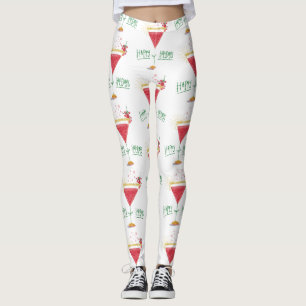 happy holidays christmas cocktail leggings